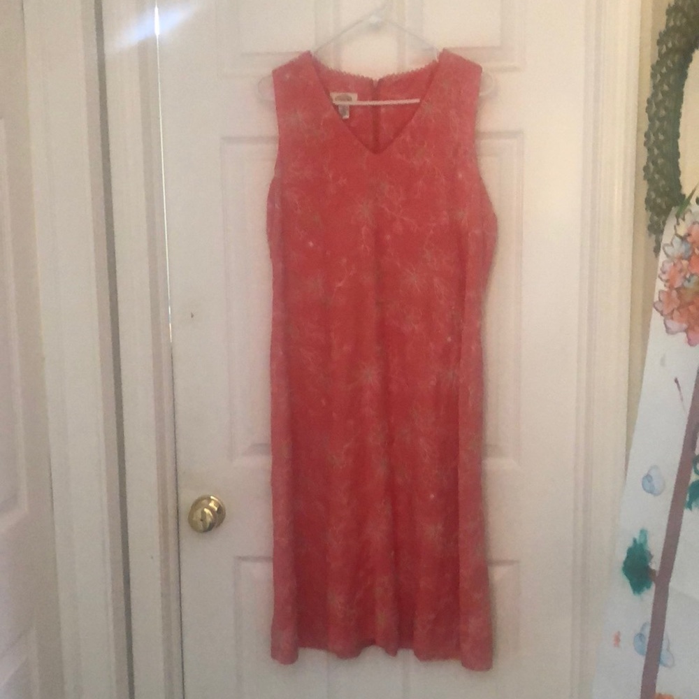 Talbots NWOT coral, linen sleeveless dress